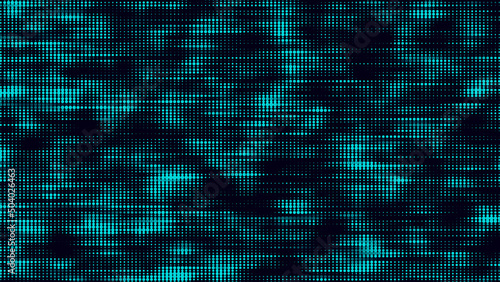 Texture of halftone dots. Futuristic abstract background. Particle pattern. Visualization of big data. Broken glitch screen. Vector illustration.
