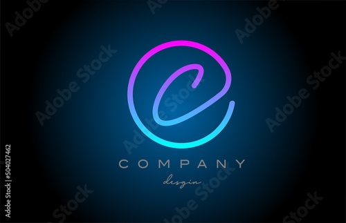 pink C alphabet letter logo icon design. Handwritten connected creative template for company and business