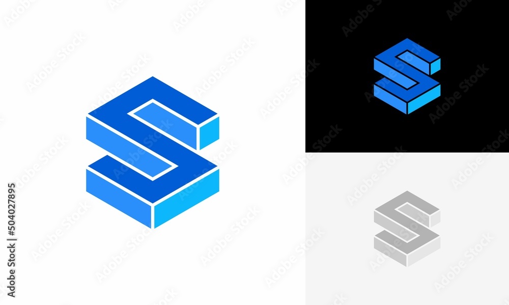 S letter initial 3d logo vector design S letter initial 3d logo vector design