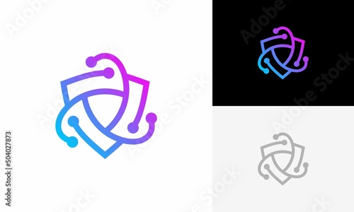 Shield logo technology secure logo technology design vector