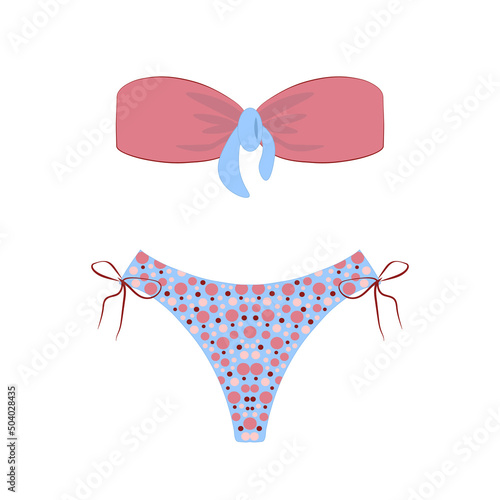 Women's swimwear isolated on white background. Swimsuit or bikini
top and bottom. Vector illustration.
