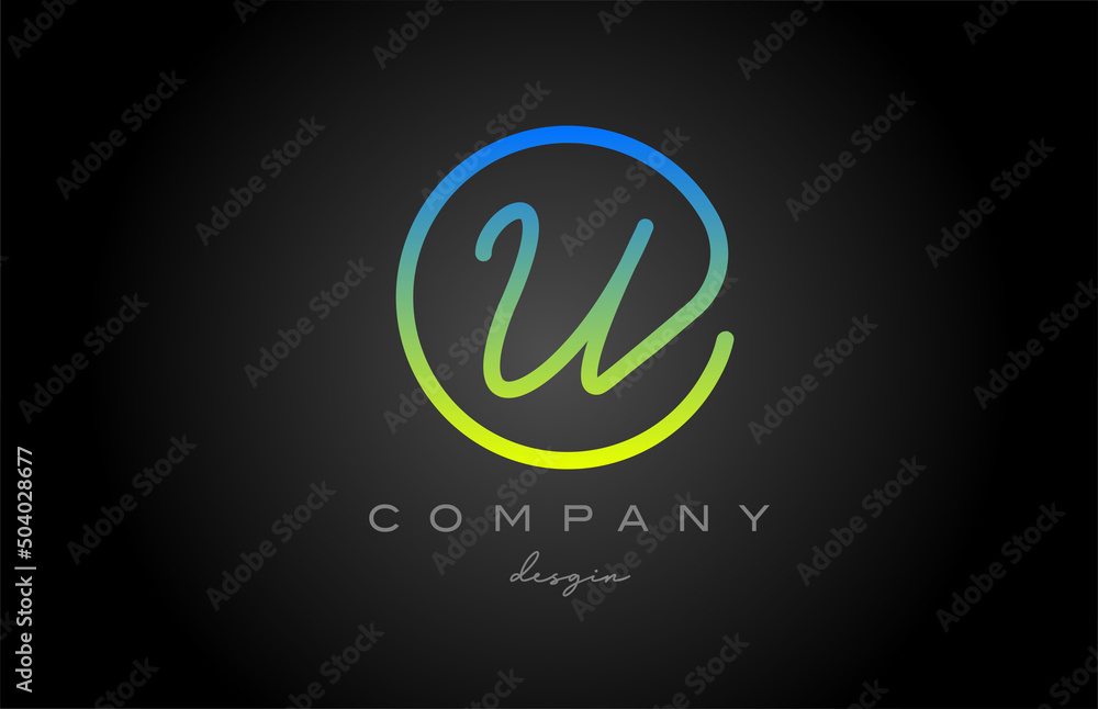 U green alphabet letter logo icon design. Handwritten connected creative template for company and business U green alphabet letter logo icon design. Handwritten connected creative template for company and business