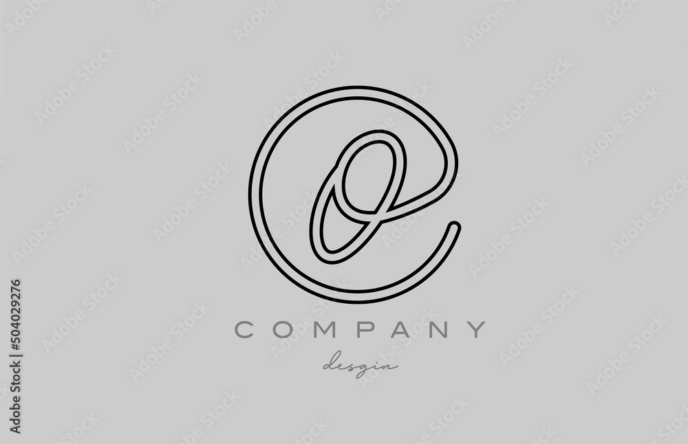 black and grey O alphabet letter logo icon design with line. Handwritten template for business and company black and grey O alphabet letter logo icon design with line. Handwritten template for business and company