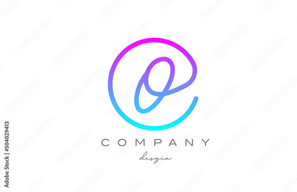 O alphabet letter icon logo design in blue pink. Handwritten connected creative template O alphabet letter icon logo design in blue pink. Handwritten connected creative template