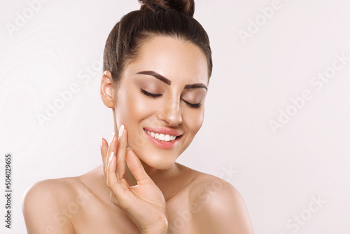 Portrait of woman with beauty face and perfect skin. Skin care. Cosmetology, beauty and spa
