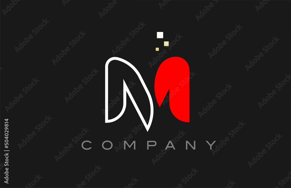 black red line M alphabet letter logo icon. Creative design template for business and company black red line M alphabet letter logo icon. Creative design template for business and company