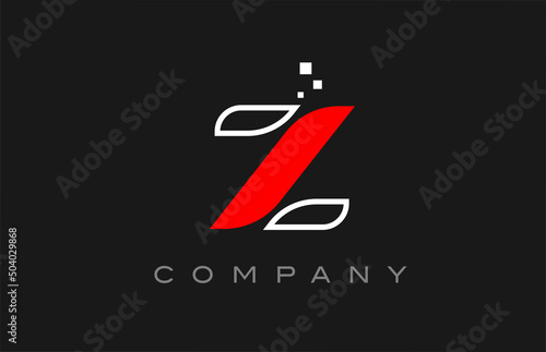 black red line Z alphabet letter logo icon. Creative design template for business and company
