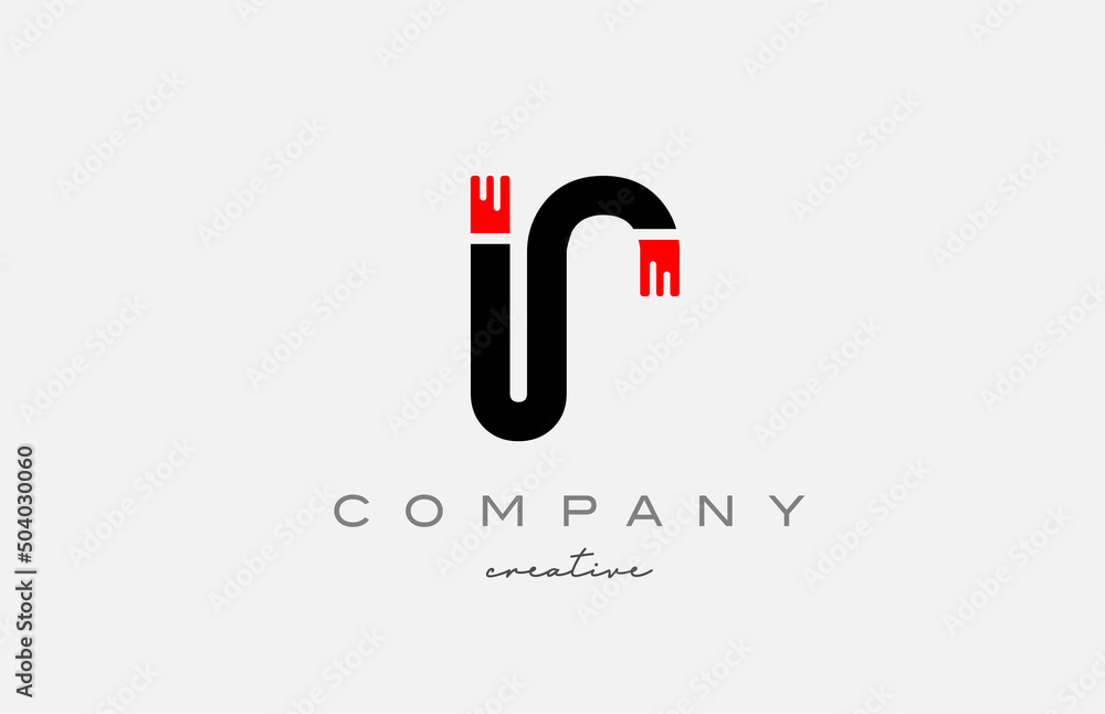 R black and red alphabet letter logo icon design. Creative template suitable for a company or business R black and red alphabet letter logo icon design. Creative template suitable for a company or business