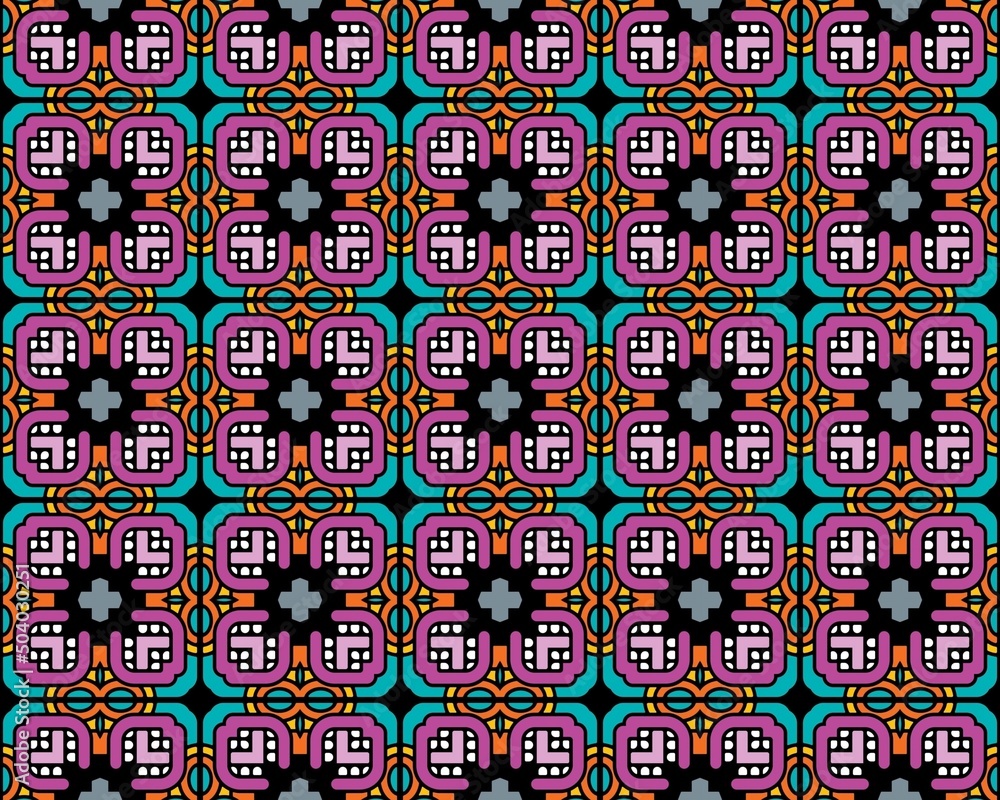 Seamless tile pattern illustration with floral signs Seamless tile pattern illustration with floral signs