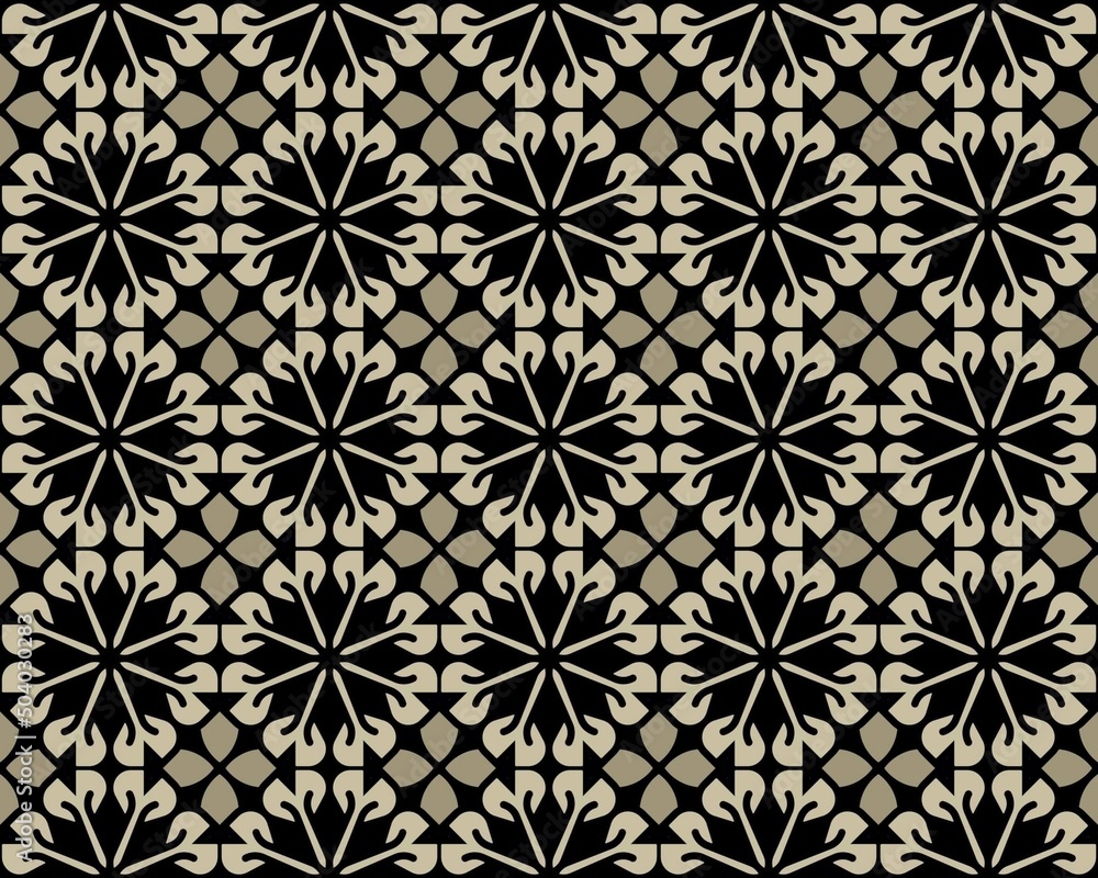 Seamless tile pattern illustration with floral signs