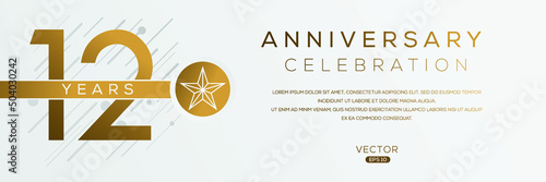 12 years anniversary celebration template, Vector illustration.