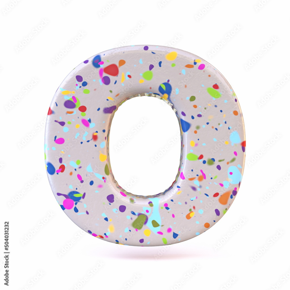 Colorful terrazzo pattern font Letter O 3D Colorful terrazzo pattern font Letter O 3D