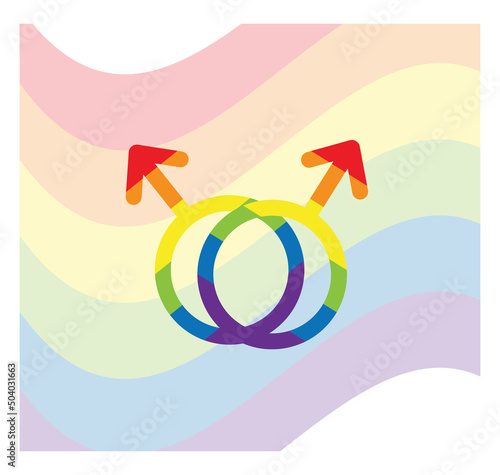 Sign with flag in honor of LGBT Pride Day. Illustration Stop homophobia for the International Day against Homophobia. Vector flat illustration with background. Use as banner, poster, sticker, print