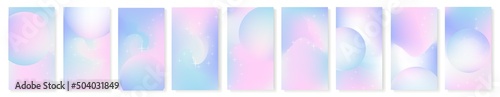Unicorn fairy holographic gradient or 3d galaxy pastel vector background. Fantasy princess magic poster. Aesthetic pearlescent abstract illustration with soft fluid sphere. Futuristic blurry backdrop