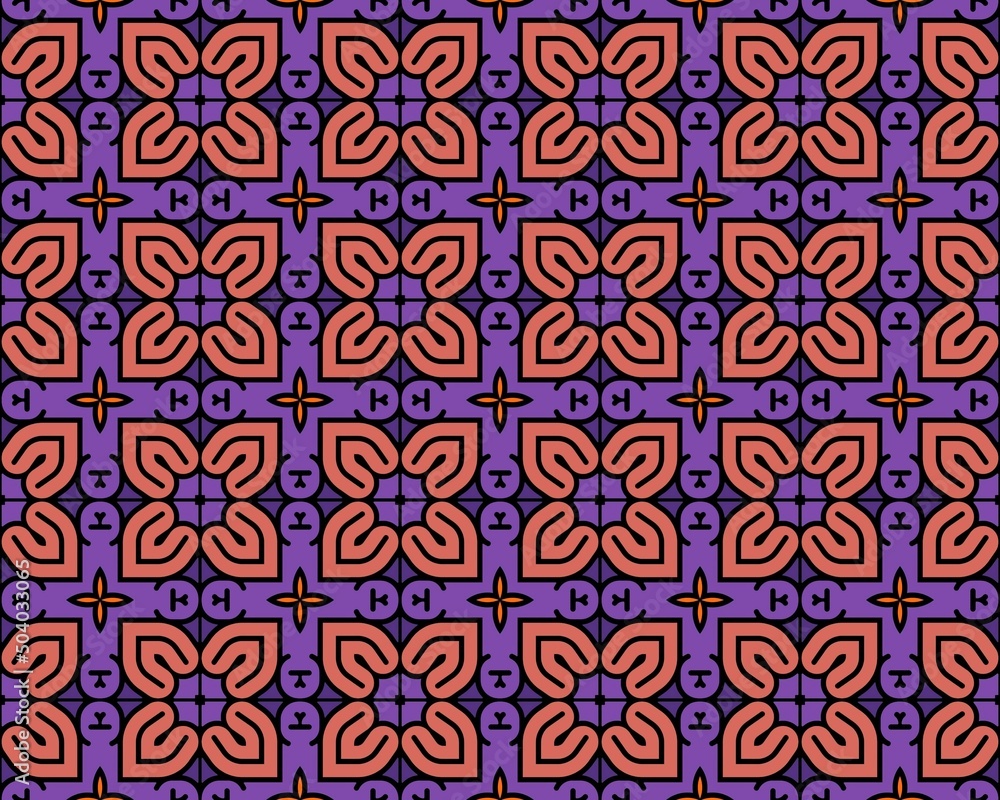Abstract illustration with a seamless geometric floral tile pattern
