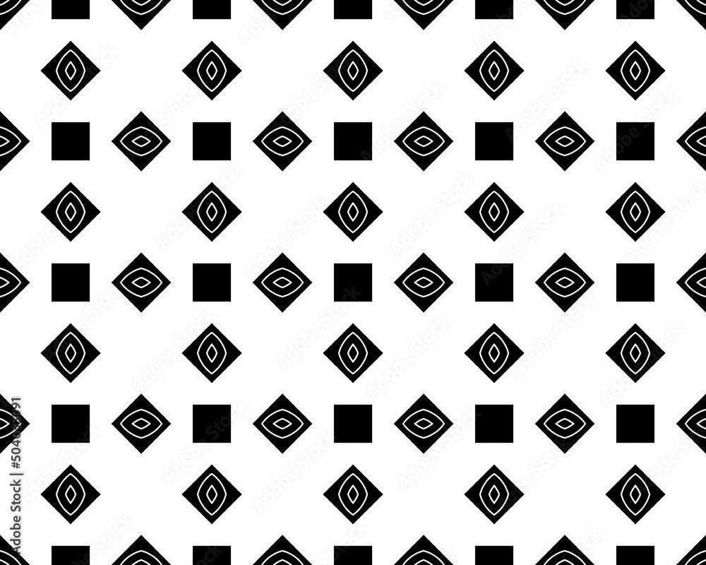Abstract black and white illustration with a seamless geometric tile pattern