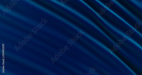 blue fabric texture background, abstract, 3D render, black soft silk fabric.