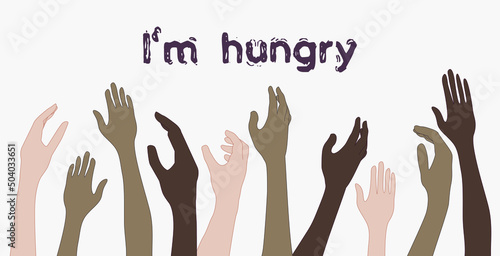 vector flat poster illustration the problem of hunger in undeveloped countries