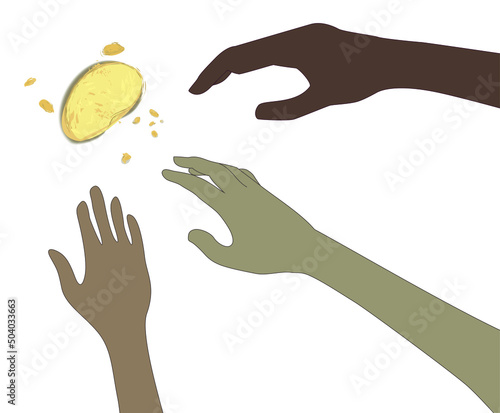 vector flat poster illustration the problem of hunger in undeveloped countries