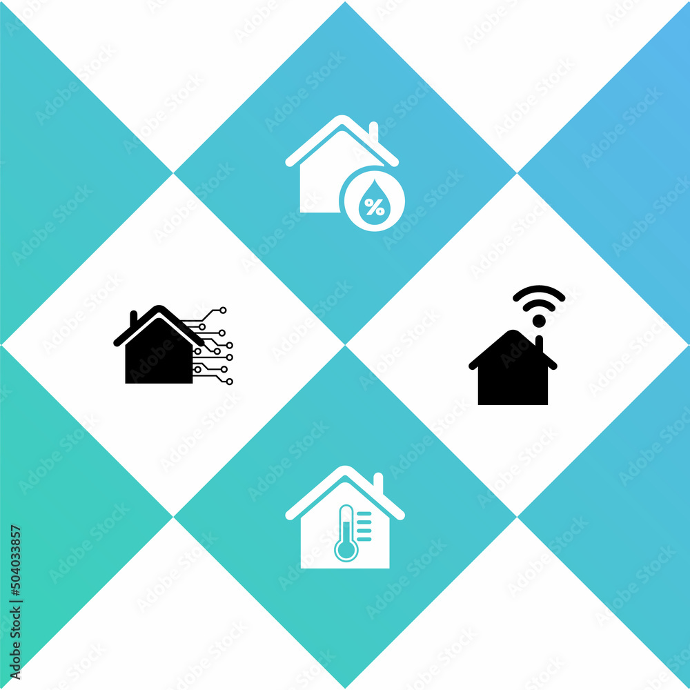 Set Smart home, House temperature, humidity and with wi-fi icon. Vector Set Smart home, House temperature, humidity and with wi-fi icon. Vector