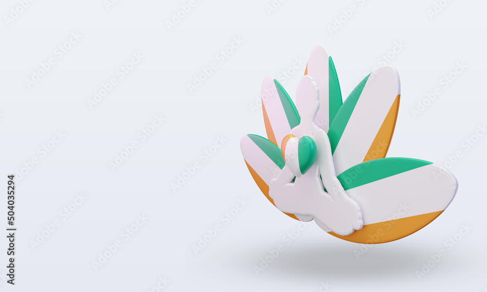 3d International yoga day Cote dIvoire flag rendering right view 3d International yoga day Cote dIvoire flag rendering right view