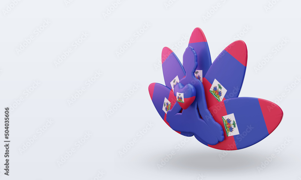 3d International yoga day Haiti flag rendering right view 3d International yoga day Haiti flag rendering right view