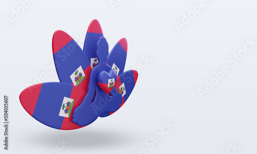 3d International yoga day Haiti flag rendering left view