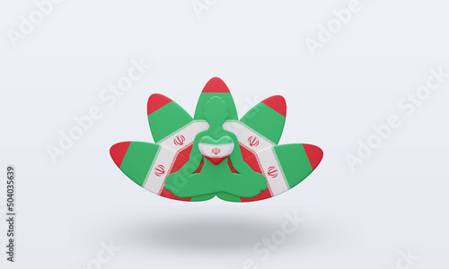 3d International yoga day Iran flag rendering front view