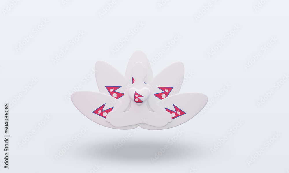 3d International yoga day Nepal flag rendering front view 3d International yoga day Nepal flag rendering front view