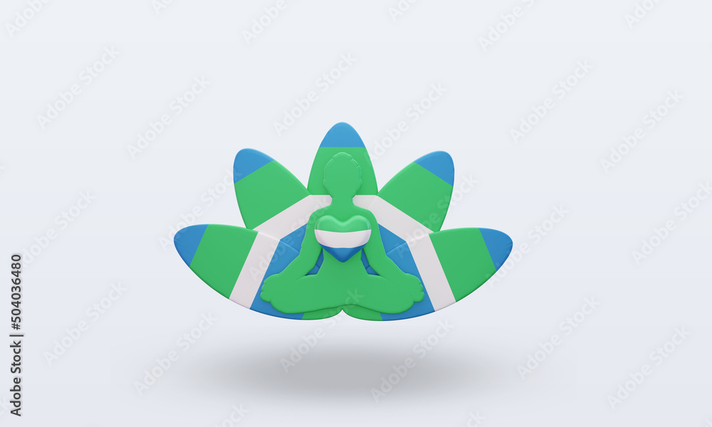 3d International yoga day Sierra Leone flag rendering front view 3d International yoga day Sierra Leone flag rendering front view