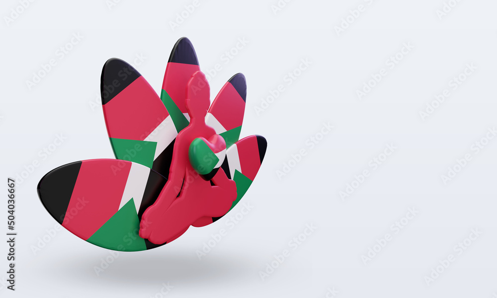 3d International yoga day Sudan flag rendering left view 3d International yoga day Sudan flag rendering left view