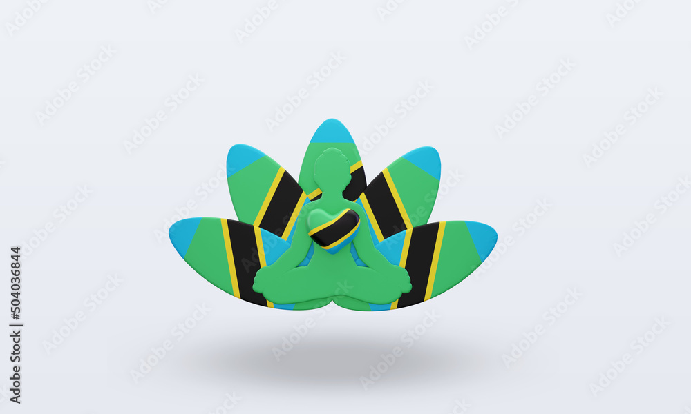 3d International yoga day Tanzania flag rendering front view 3d International yoga day Tanzania flag rendering front view