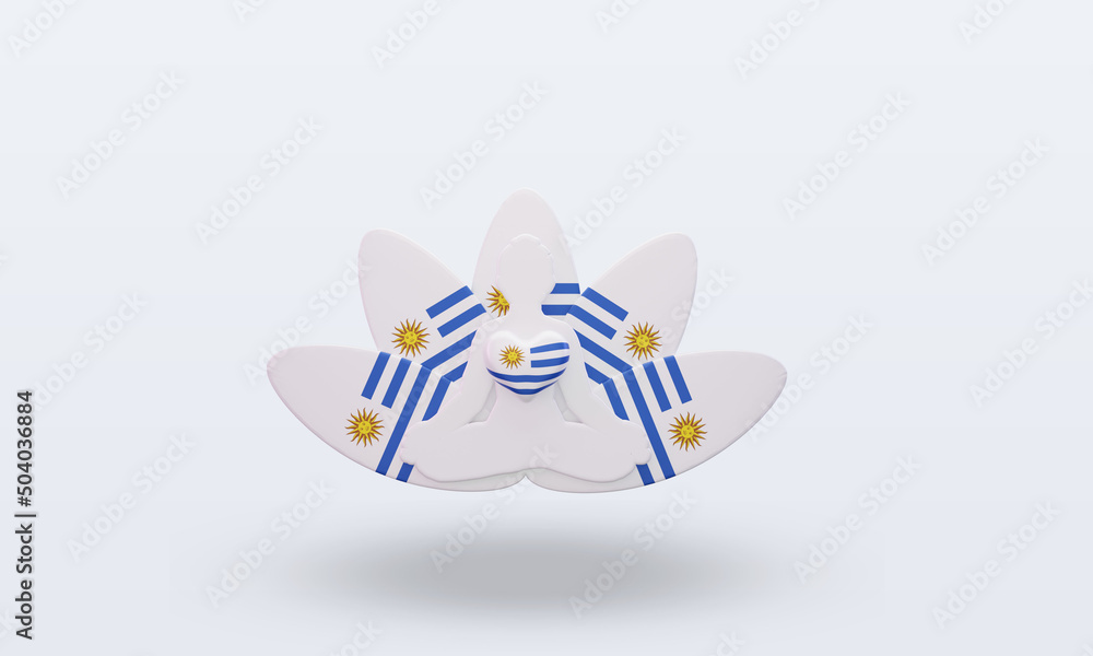 3d International yoga day Uruguay flag rendering front view 3d International yoga day Uruguay flag rendering front view
