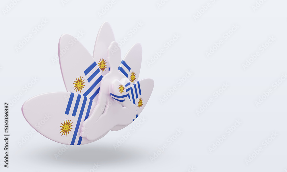 3d International yoga day Uruguay flag rendering left view