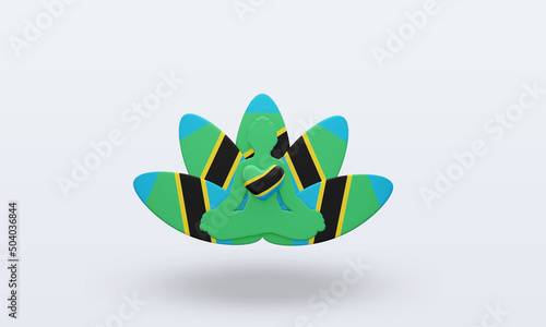 3d International yoga day Tanzania flag rendering front view