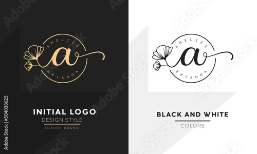 initial letter A logo, flower handwriting logo design, vector logo for women beauty, salon, massage, cosmetic or spa brand.