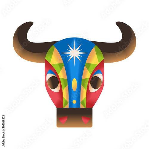 Isolated sculpture of a bull head Vector illustration