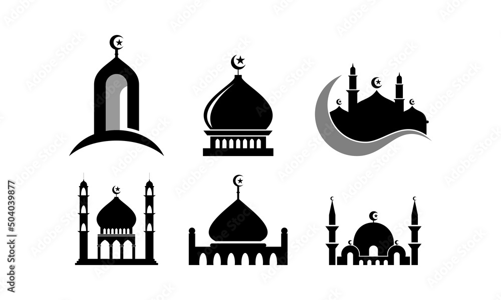 set mosque building package logo vector