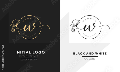 initial letter w logo, flower handwriting logo design, vector logo for women beauty, salon, massage, cosmetic or spa brand.