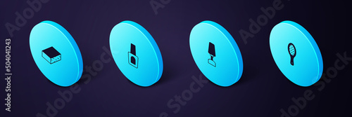 Set Isometric Nail file, Milling cutter for manicure, Bottle of nail polish and icon. Vector