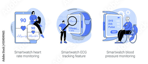 Smartwatch healthcare features isolated cartoon vector illustrations se