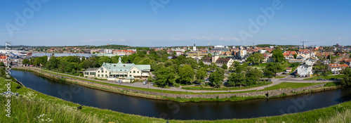 Panoramic view over Varberg city from Varberg fortress on a beautiful sunny summer day in Varberg, Sweden. photo