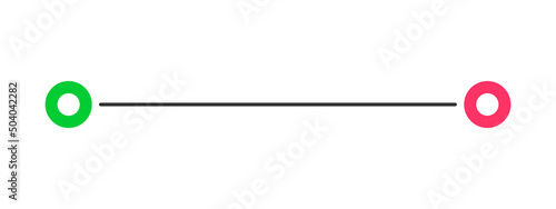 Straight line from start to finish points. Symbol of direction, aim, target, short path, easy challenge, fast way, ideal plan isolated on white background. Vector flat illustration