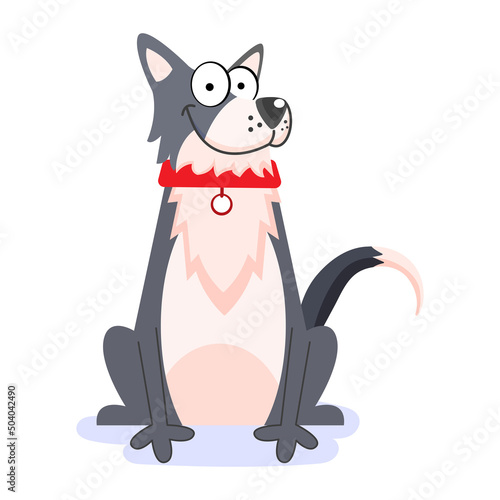 Isolated cute siberian husky dog breed cartoon Vector illustration