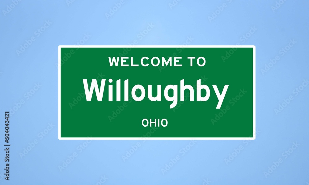 Willoughby, Ohio city limit sign. Town sign from the USA.