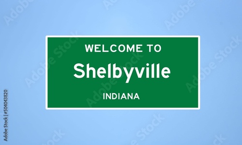 Shelbyville, Indiana city limit sign. Town sign from the USA.