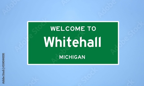 Whitehall, Michigan city limit sign. Town sign from the USA. photo