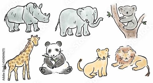 手描きの動物セット