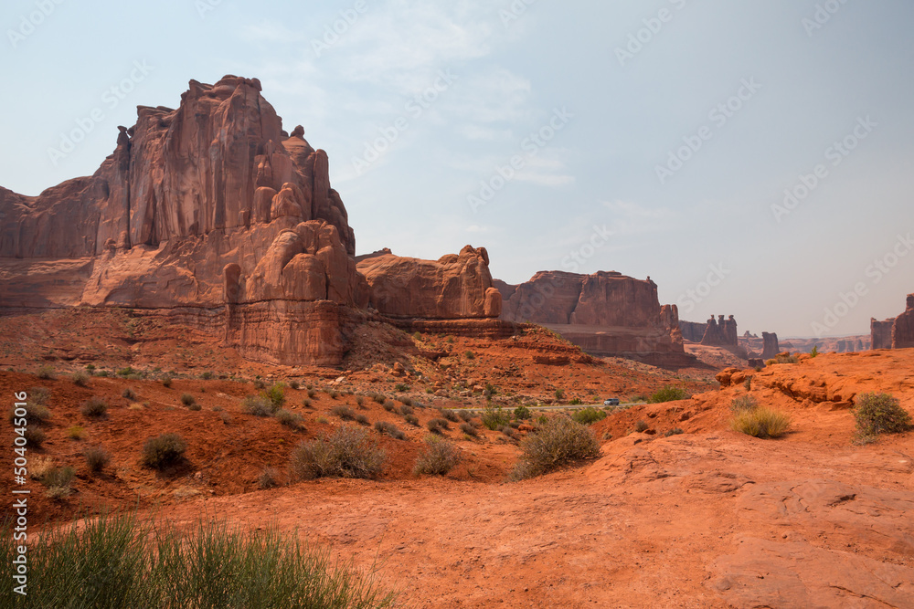 Rock formations in Utah landscape in The Arches National Park