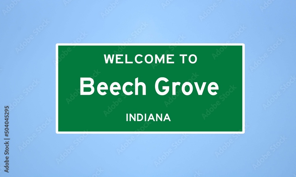 Beech Grove, Indiana city limit sign. Town sign from the USA.